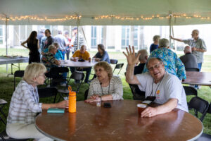 Under a Reunion Class/Cluster Tent (Photo by Justin Hayworth/Grinnell College)
