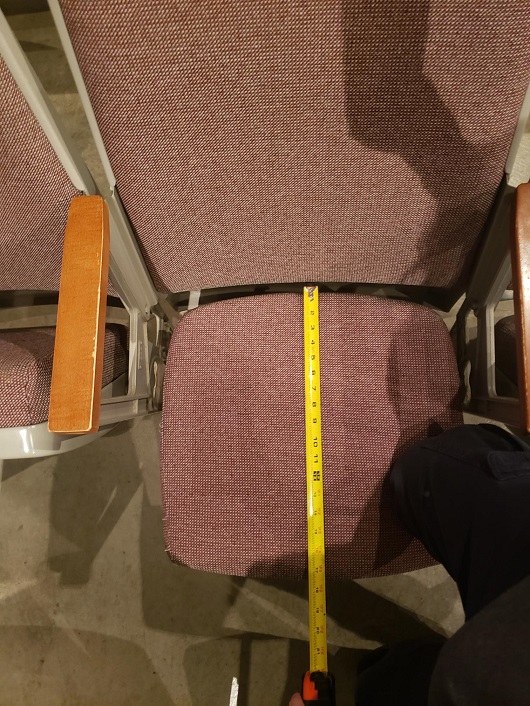 Harris Cinema seat depth measurement about 17 inches