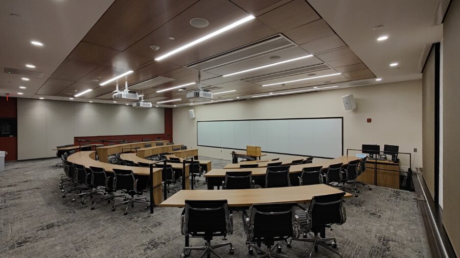 View of the room from the south end, furthest from the entrance/exit.