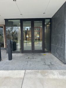 View of 8th Avenue Entrance/Exit towards JRC, across from Younker Hall