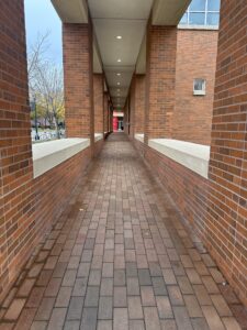 view from the bottom of the ramp if standing near parking lot M