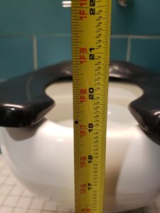 Toilet height in accessible stall: about 19 inches