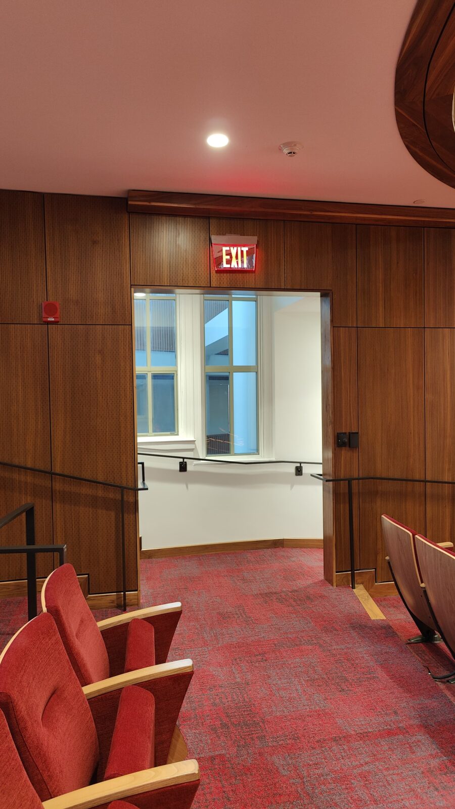 View to ramp hallway from inside the auditorium.