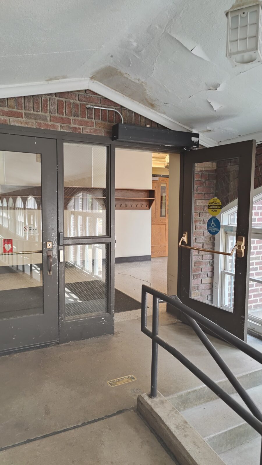 Entrance to Main Hall from top of ramp and stairs in the South Loggia.