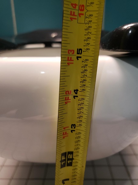 4 non-accessible stall toilets, 15.5 inches floor to seat