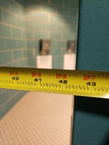Turn in hallway showing measurement at 42.5 inches
