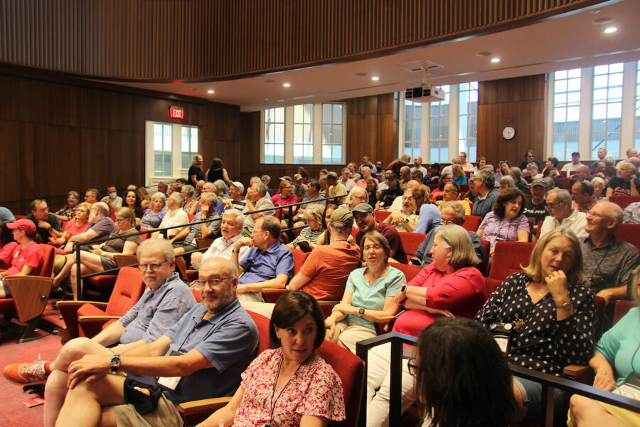 A view of the audience at a Reunion presentation in the HSSC Auditorium.